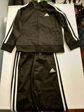 Adidas Kids 2 Piece Track Jogging Suit Set - Black/White - Size 3T