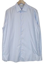 Suitsupply Men's Formal Shirt 45-7/17 3/4L Slim Blue Button Placket Long Sleeves