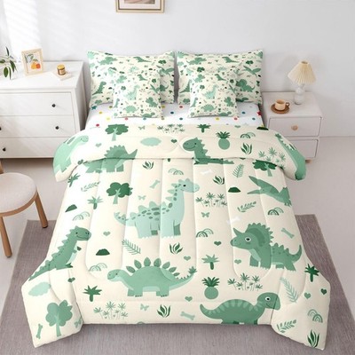 Feelyou Kids Cute Dinosaur Full Comforter Set Sheets Kids Boys Girls Boys Green