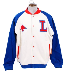 LRG Groupe de recherche soulevé Hommes 4XL Veste de letterman en laine bleu ivoire