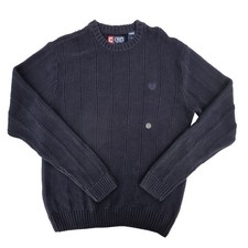 Chaps Est.1978 Navy Blue Cable Knit Pullover Sweater Men's W/ Emblem