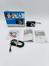 HP Photosmart M537 Digital Camera 6.0 MP Black SD Card Cable BOX TESTED WORKS
