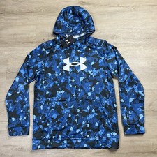 Under Armour Logo Blue Camo Pullover Hoodie Lightweight Boys Youth Size XL NWT