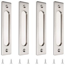 4 PCS 180mm Rectangular Recessed Sliding Door Handle Brushed Steel Flush