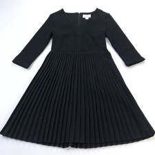 Ganni Anthropologie Small Textured Pleated Mini Above Knee Dress Black MINT