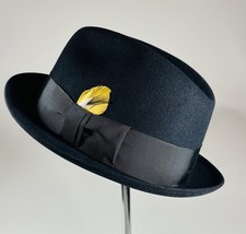 Royal Stetson Vintage 40s-50s Fur Felt Fedora Hat Whippet Black 7 W/ Box Read