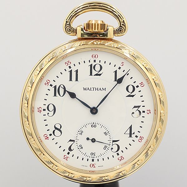 Waltham Pocket Watch Manual Winding White Dial Gold 82802 With Box Used Japan