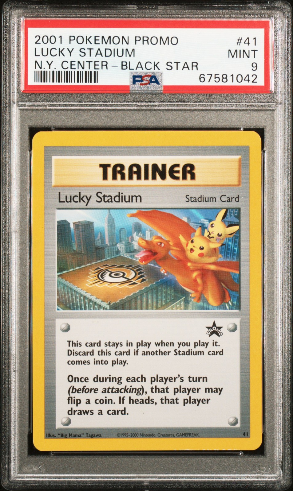 2001 POKEMON PROMO BLACK STAR #41 LUCKY STADIUM-N.Y. CENTER PSA 9