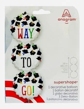Anagram Graduation WAY TO GO! 38” Supershape Helium Balloon Multicolor Grad Caps