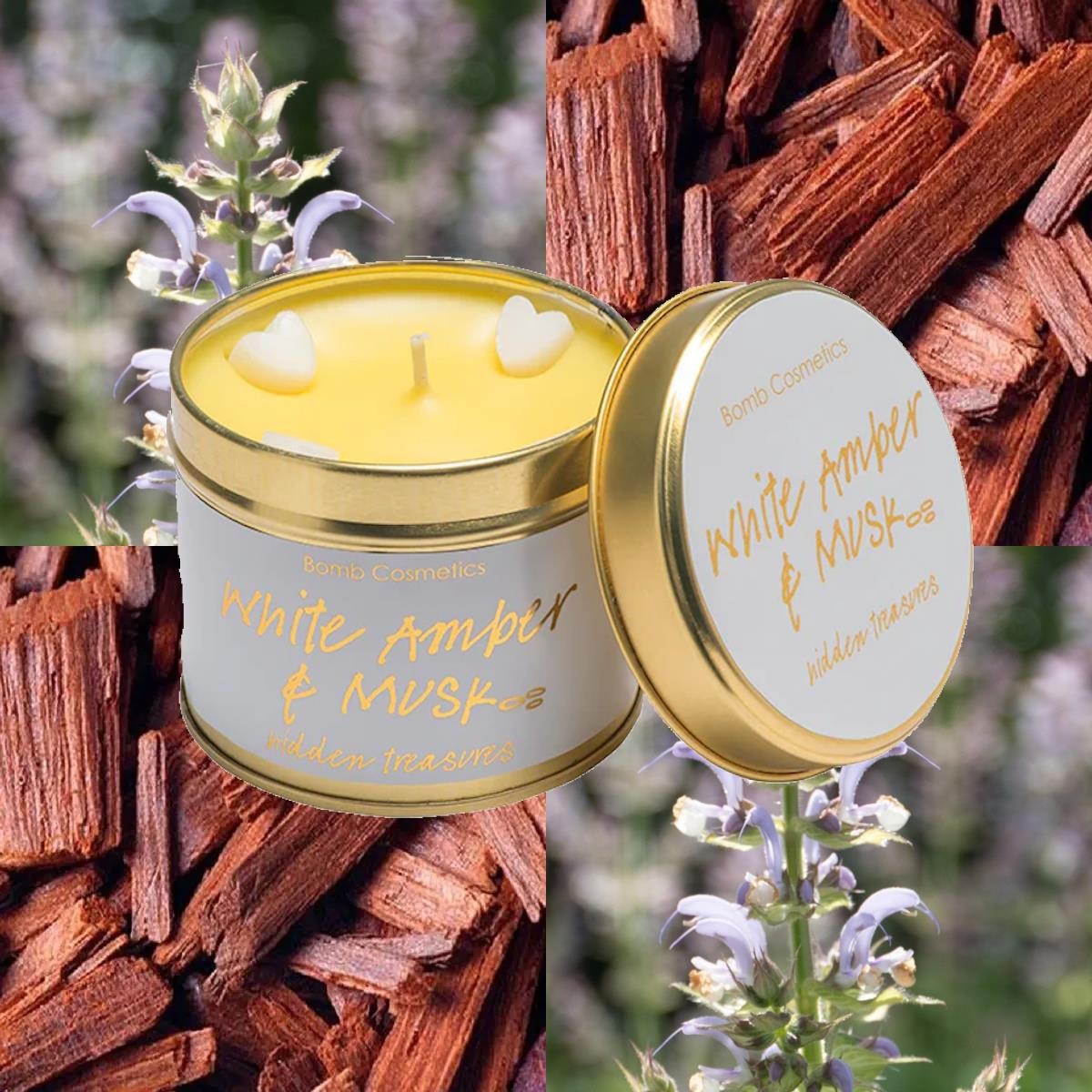 Scented Tinned Candle White Amber Sandalwood Calm Heart Home Fragrance Gift