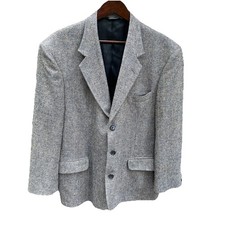 Vintage Norm Thompson Blazer Mens 44 R Harris Tweed Wool 90s USA Blue Gray