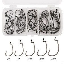  50pcs Sea Fishing Hook Set Offset Hooks Owner Barbed Carp Snap Treble Ho