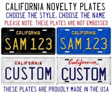 California Custom Made Auto/Truck Aluminum License Plate 12"x6" Made in USA UV