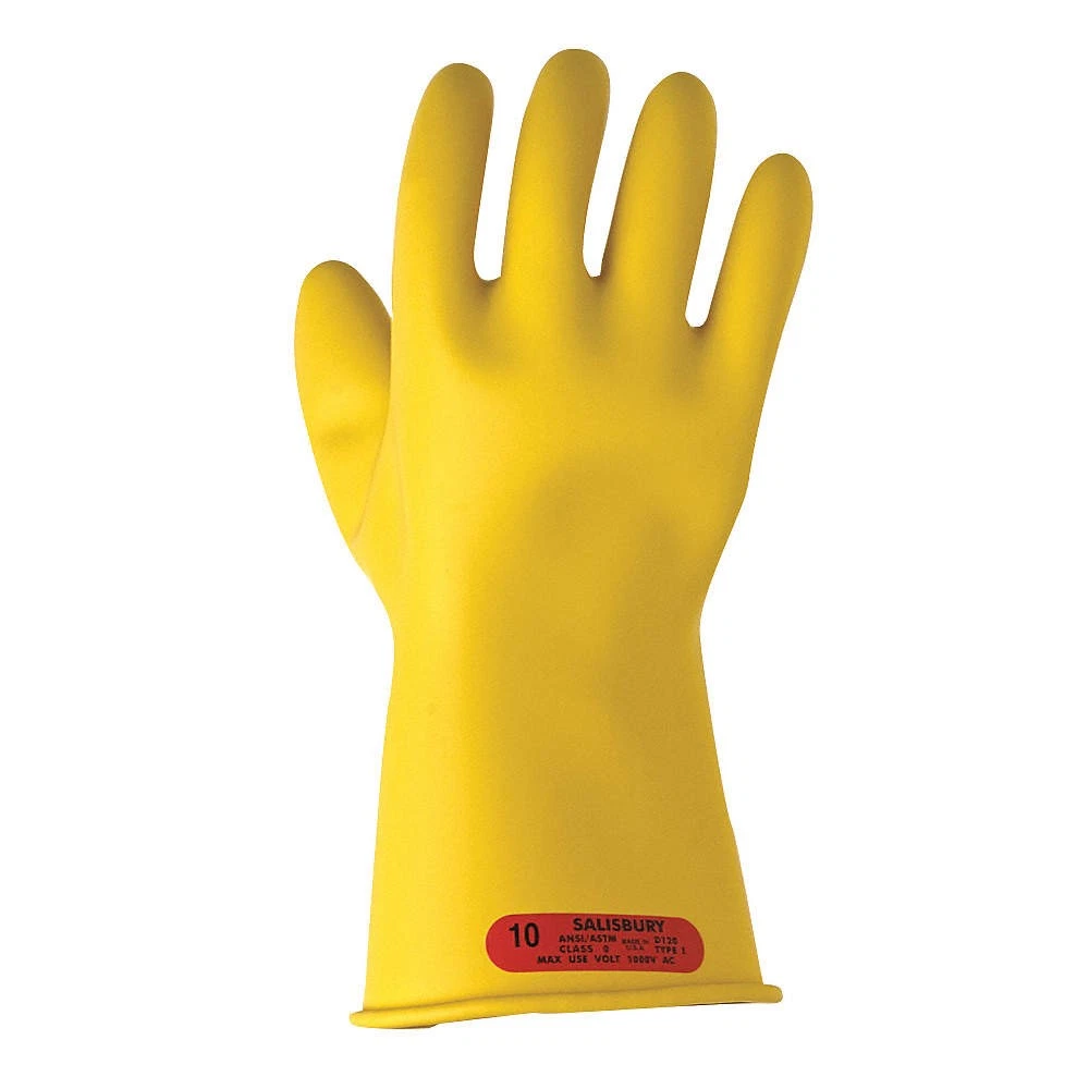 SALISBURY E011Y/9H Elec. Insulating Gloves,Type I,9-1/2,PR1 3RMU6