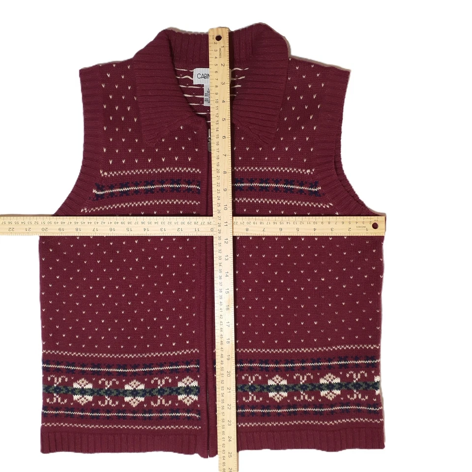 Кардиган жилет Cabin Creek большой женщин красный с зимним принтом винтажный - Изображение 2 из 4