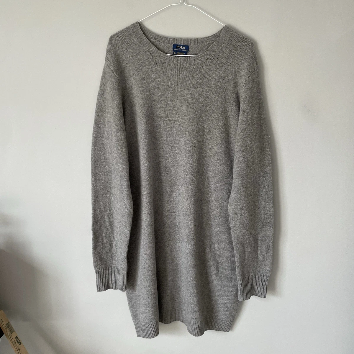 Leather Trimmed Wool Jumper Dress グレー Grey Wool And Cashmere