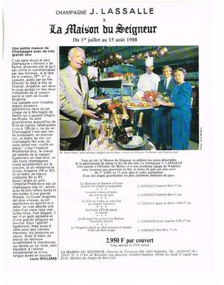 REKLAME WERBUNG 1989 LASALLE Champagner LA MAISON DU SEIGNEUR