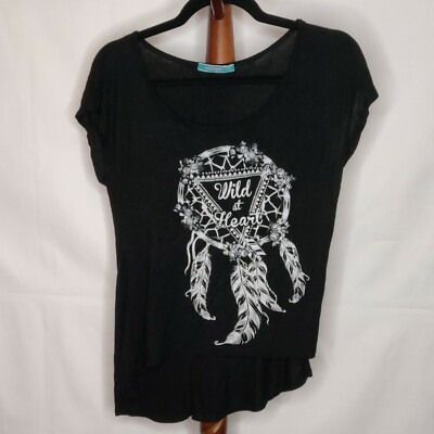 Julie's Closet women's size M t-shirt black ''Wild at Heart'' logo round neck SS