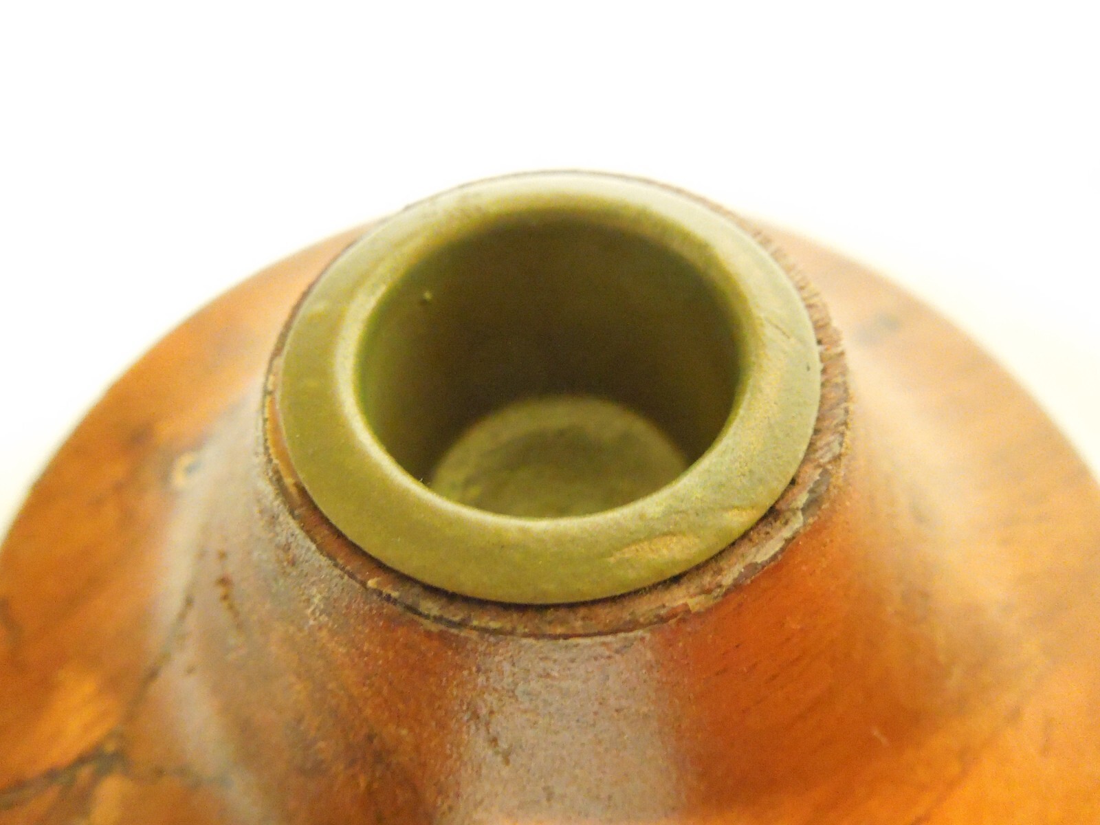 Vintage Taper Candle Holders Set of 2 Wood with Brass Inserts 5" & 4" Diameters