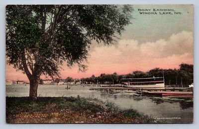 K5/ Winona Lake Indiana Postcard c1910 Boat Landing Dock 242