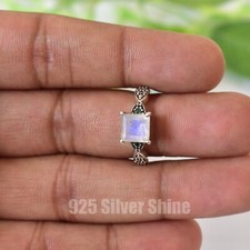 RAINBOW MOONSTONE NATURAL GEMSTONE 925 SOLID STERLING SILVER JEWELRY RING 3 TO12