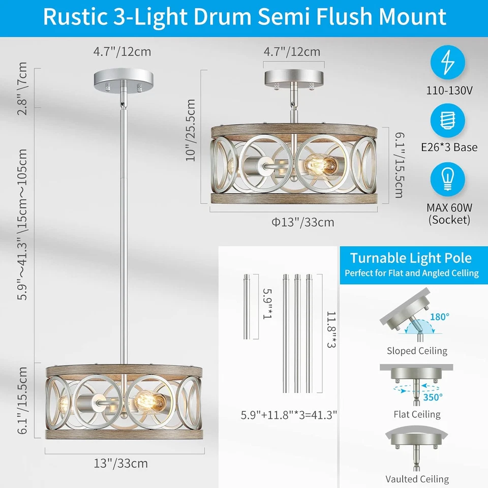 Lámpara de techo moderna altura ajustable colgante accesorio de iluminación níquel cepillado con Foto 3 de 4