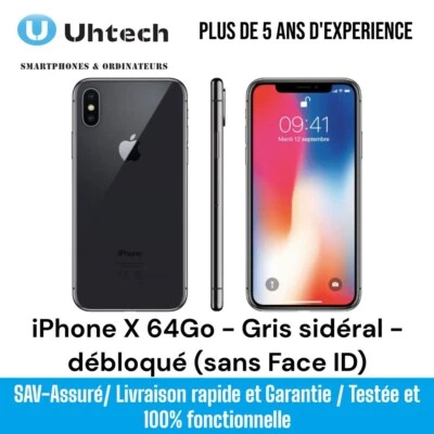iPhone X 64 Go - Gris sidéral Sans Face ID (Uniquement) Débloqué - Photo 1/4