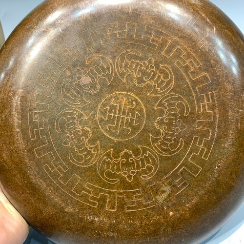 25cm Fengshui Decor old copper Cloisonne enamel Cloud crane ornament Cyan Plate - Picture 6 of 7