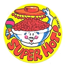 Trend Scratch and Sniff Glossy Chili Super Hot Stinky Stickers Vintage 1980's