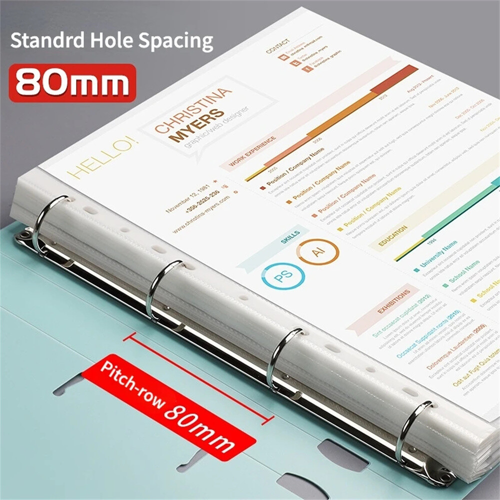 A4 File Folder Display Book 4 Hole Binder Waterproof Document Ring