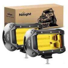 Nilight 5.2 Inch 72W 10800LM Amber Double Row Flood Led Light Bars (Pair)