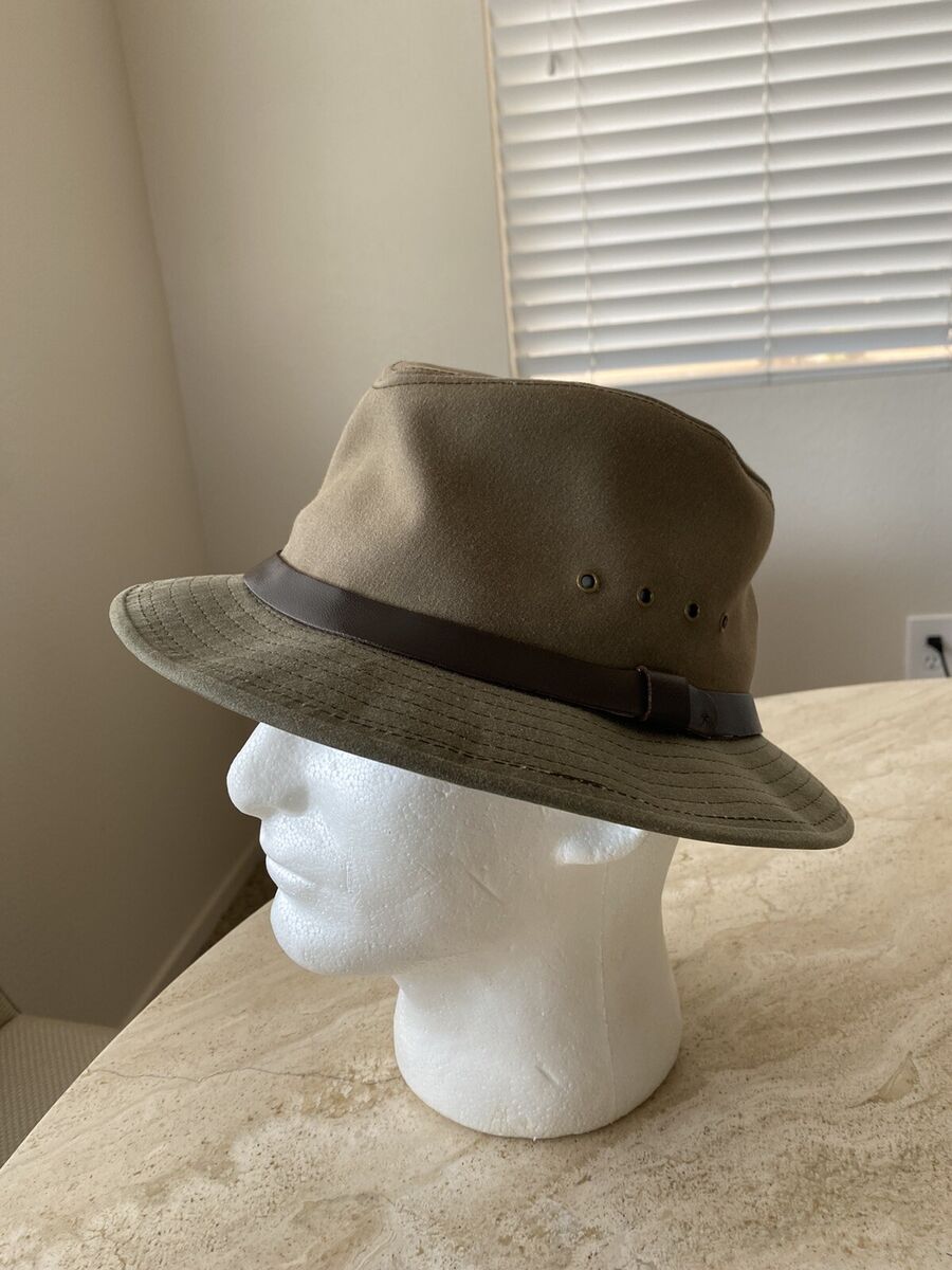 Filson Tin Cloth Packer Hat Leather Hunting Olive Green USA Filson Tin Cloth Packer Hat Leather Hunting Olive Green USA