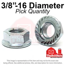 3/8"-16 Grade 5 Serrated Flange Whiz Lock Nuts Coarse Thread Zinc (Pick Qty)