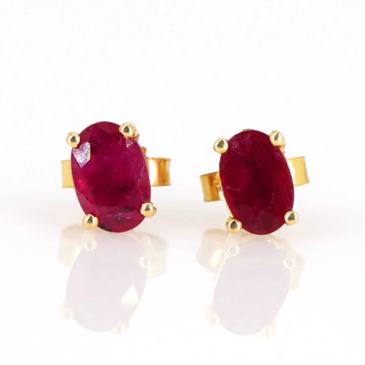 Ruby Stud Earrings 14k Yellow Gold Earrings Women s Bridal Wedding