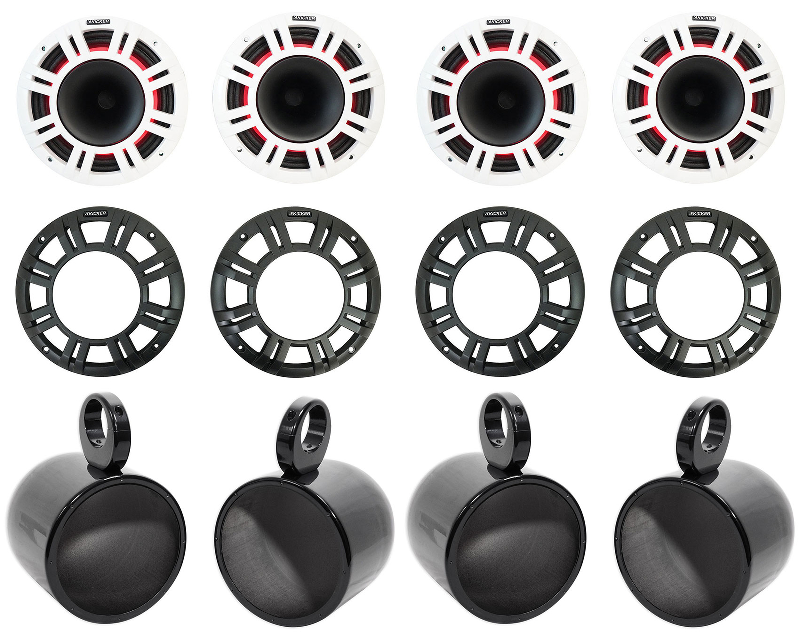 4 KICKER 48KMXL84 8 динамиков для вейкбординга мощностью 500 Вт черные со светодиодной подсветкой KMXL8 27879000₽