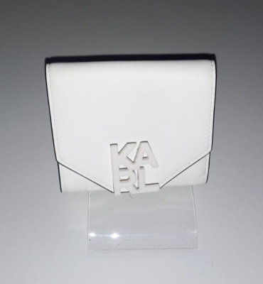 Portefeuille Compact Karl Lagerfeld Simili Cuir Blanc - Style Pliable Avec Compartiments Cartes