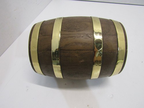 OLD CLEVELAND TRUST WOOD BARREL BANK WITH KEY PIGGY BANK SAVINGS - Picture 4 of 4
