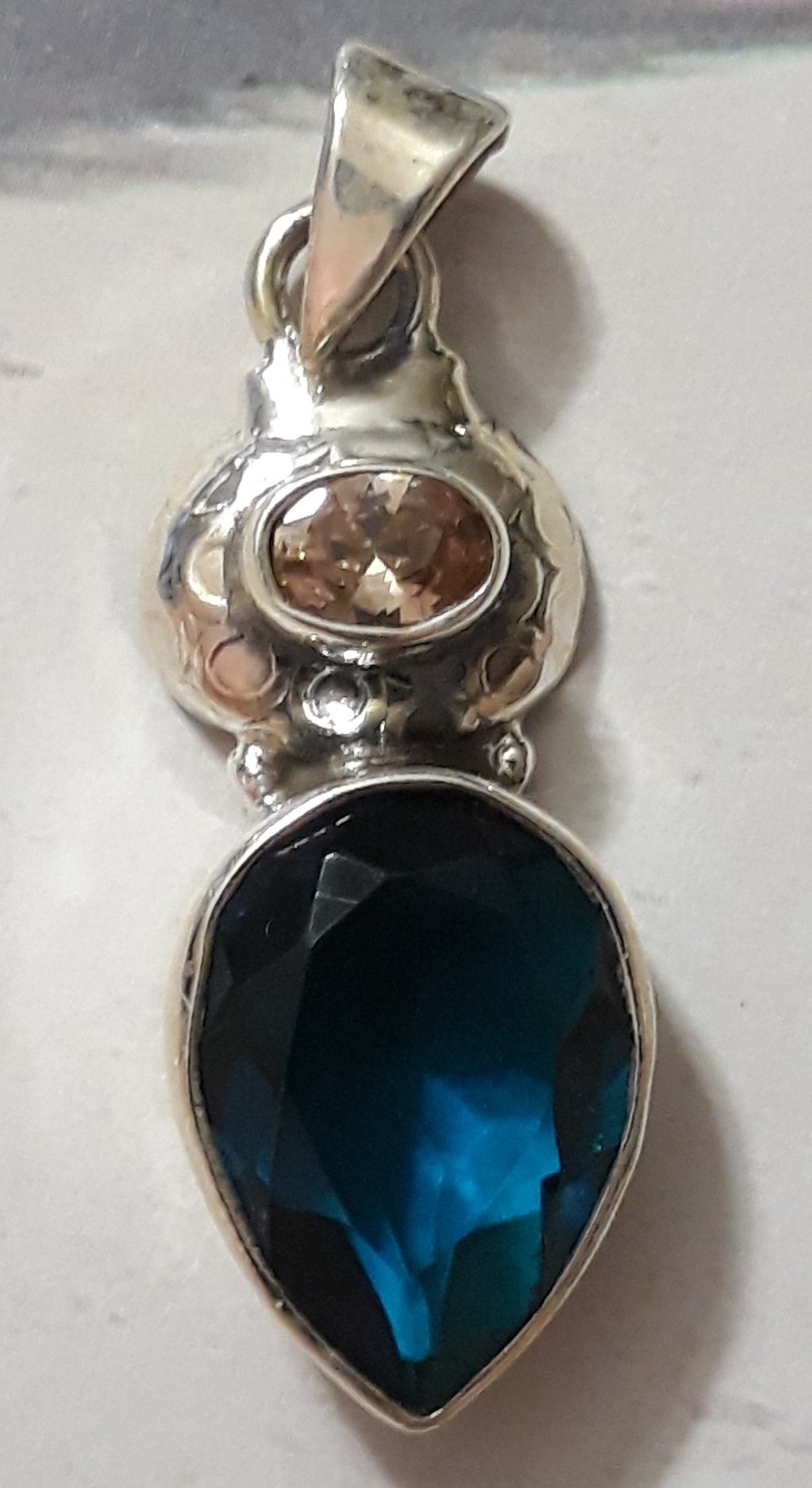 6ct. Apatite 925 Solid Sterling Silver Pendant - image 1