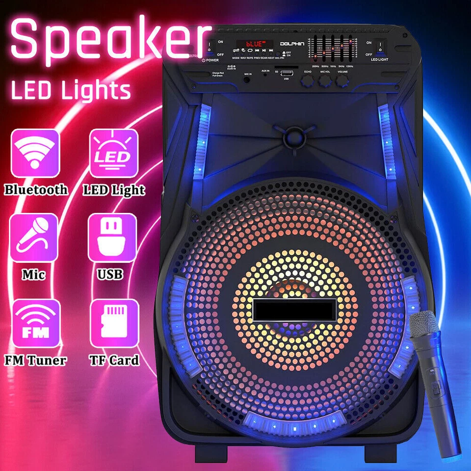 Portable 12" Powerful Bluetooth Party Speaker - TWS LED Lights 5-Band Equalizer  - Image 4 of 4