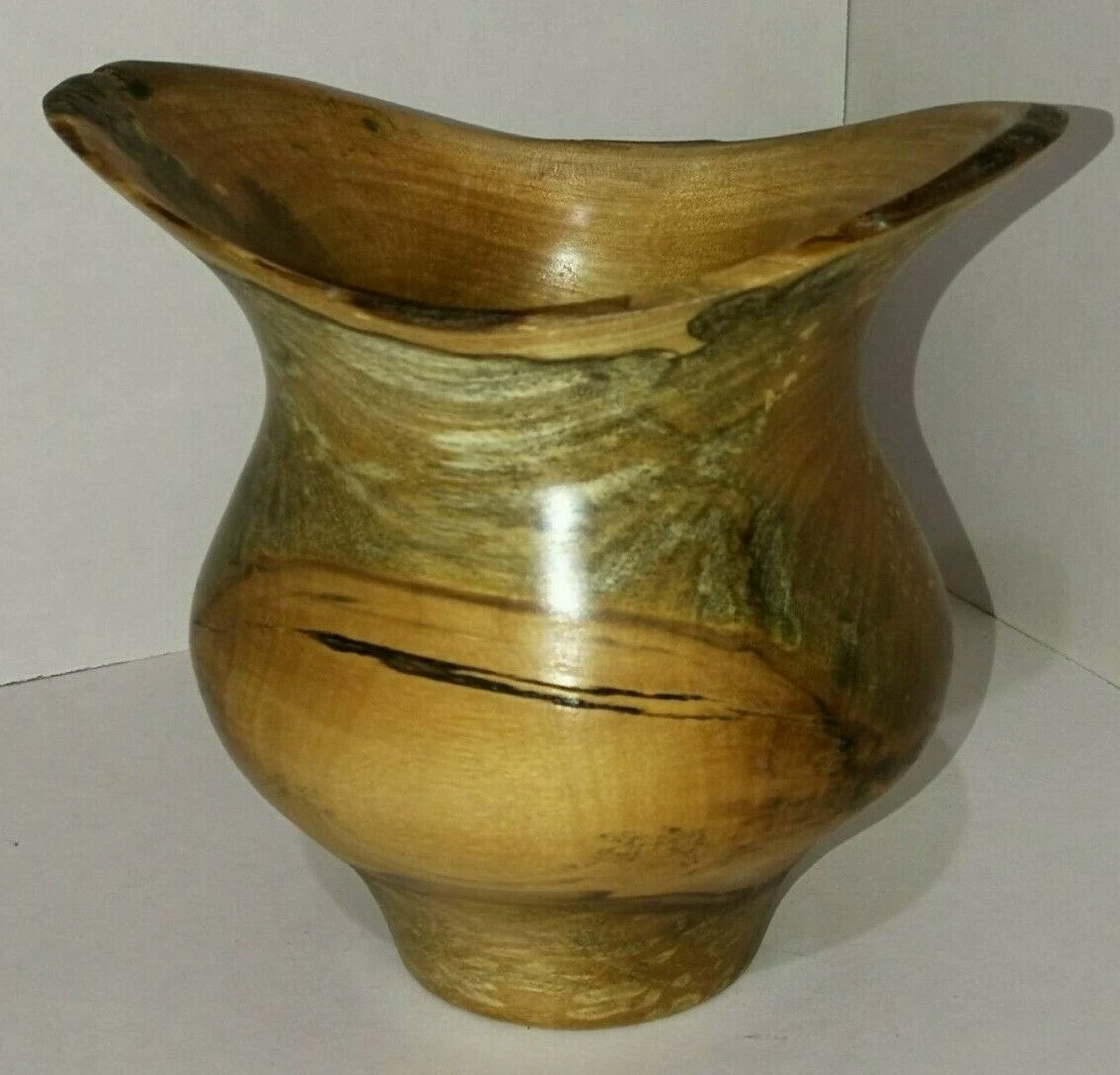 Wooden Vase Flowers Hand Turned Silver Birch Rustic