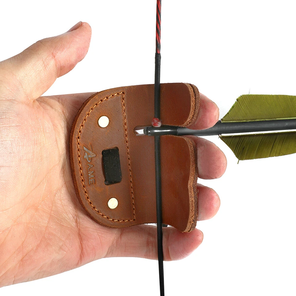 Archery Finger Guard Tab Protector Gear Cow Leather RH LH Recurve Bow Hunting - Image 2 of 4