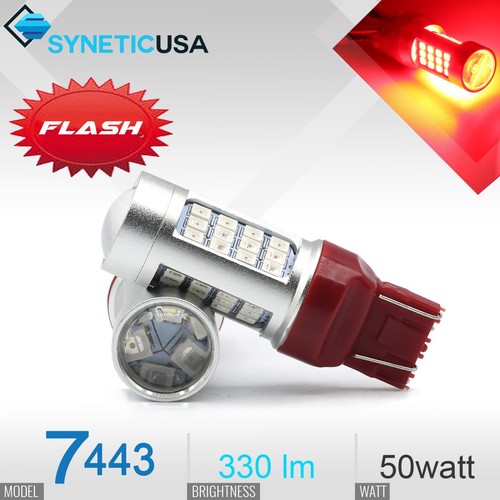 2X 7443 Flash Strobe Blinking Alert Safety Brake Tail Stop