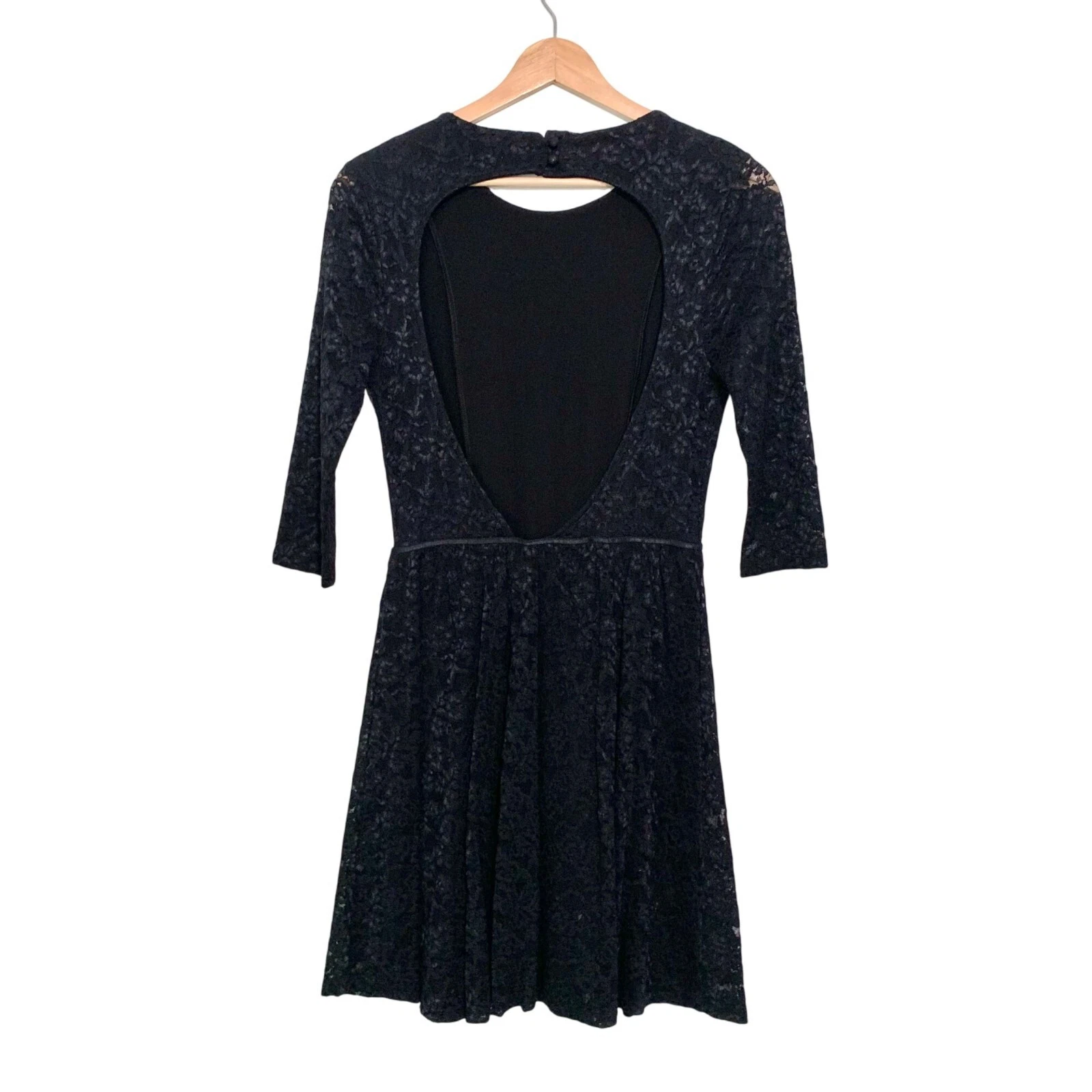 UNDERCOVER Abito skater Victorias Secret nero elasticizzato pizzo schiena aperta manica 3 4 XS