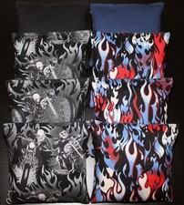 FLAMES SKULLS Cornhole Bean Bags 8 ACA Regulation Harley Orange Black Bags