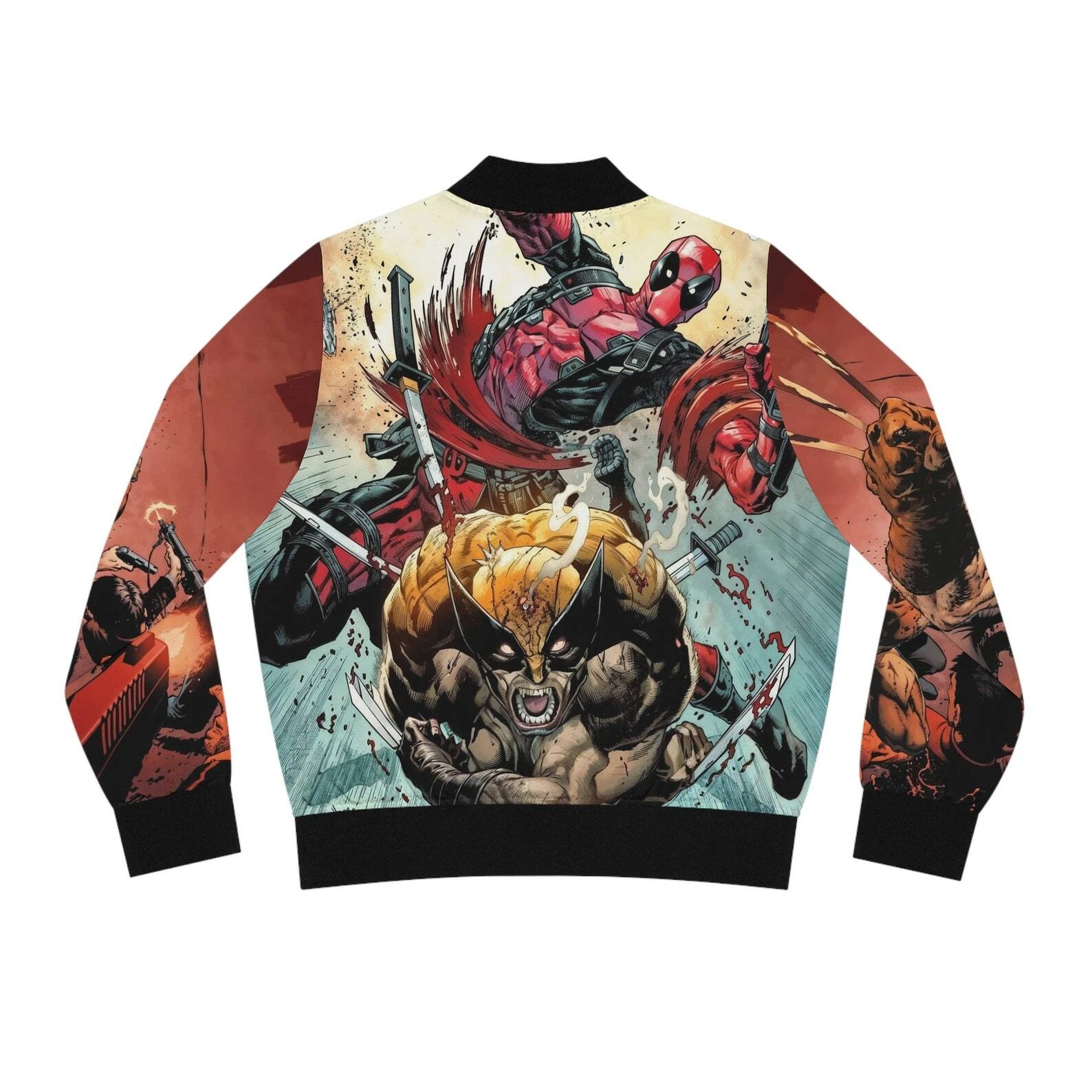 Awesome Wolverine Vs Deadpool Superhero Comic Book Bomber Jacket