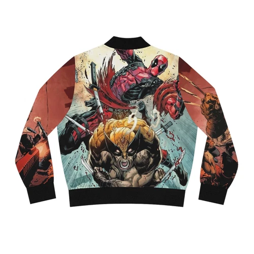 Awesome Wolverine Vs Deadpool Superhero Comic Book Bomber Jacket