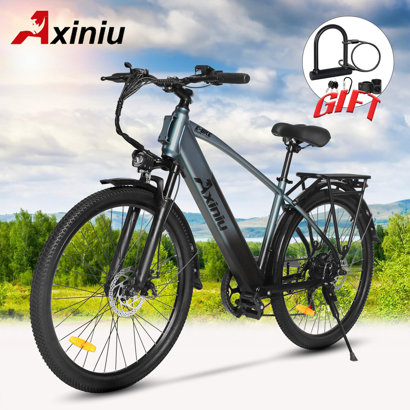 750w Ebike Commuter E-bike U-lock Axiniu