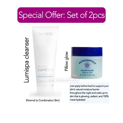Nuskin Kissen Leuchten Schlafmaske + Lumispa Reiniger - normale & Combo Haut NEU 