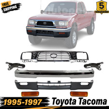 Front Bumper Chrome Steel Kit Grille Signal Lights For 1995-1997 Toyota Tacoma