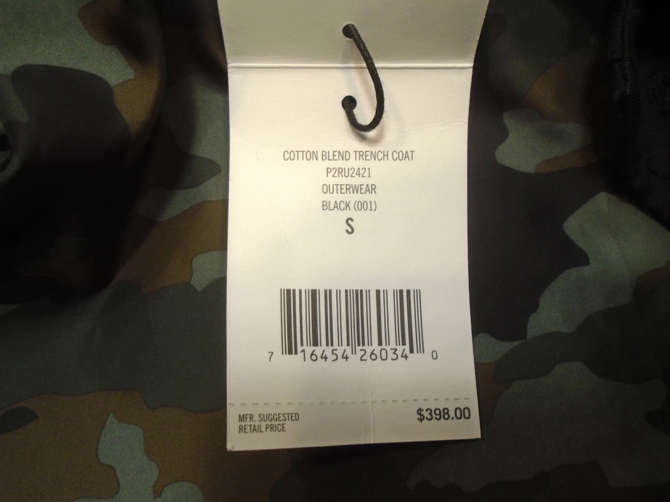 Jack Spade Cotton Blend Trench Coat Rain Coat NWT Small $398 Black  - Image 4 of 4